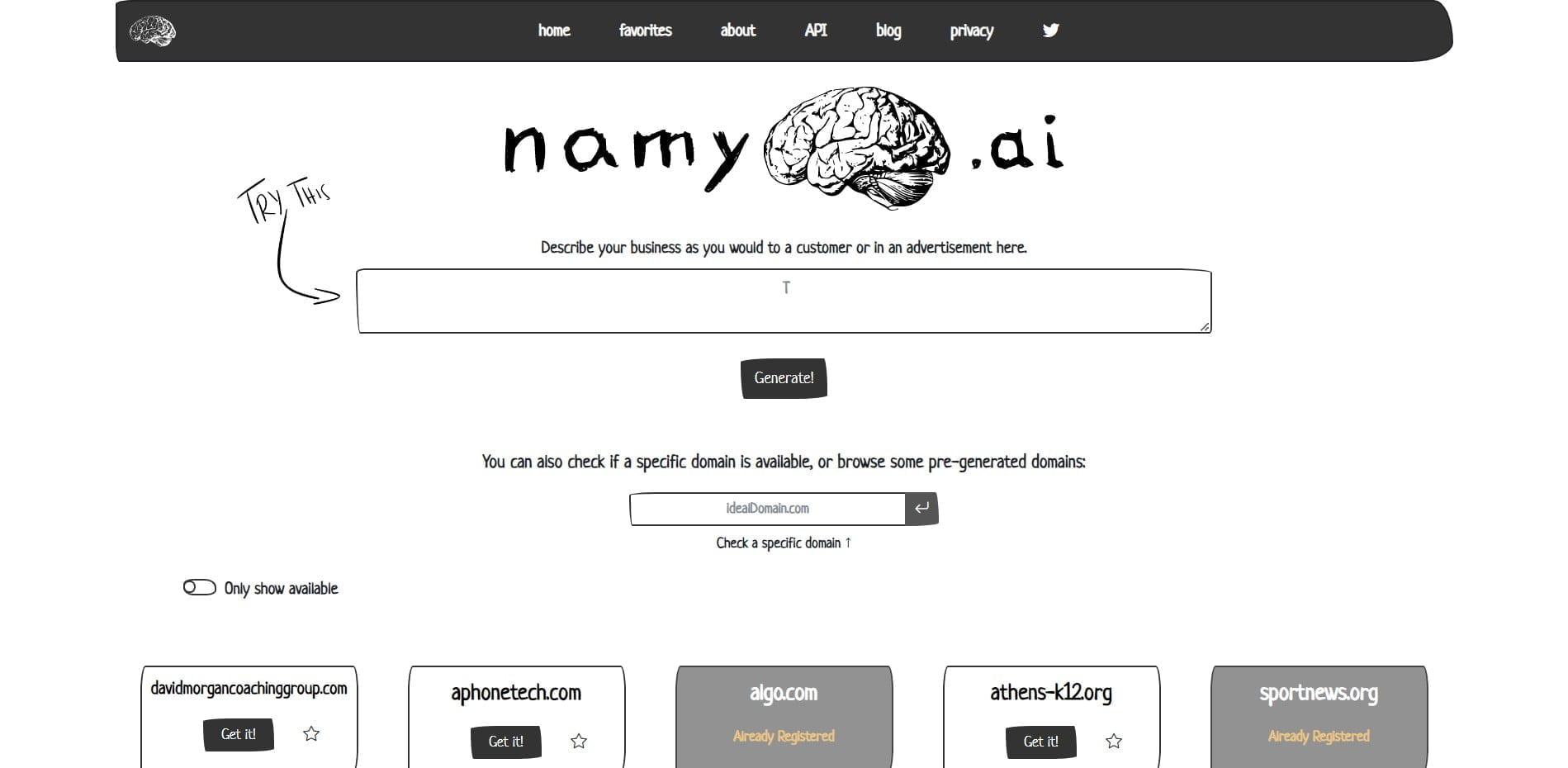 Namy AI Name Generator Discover Unique Names And Domains